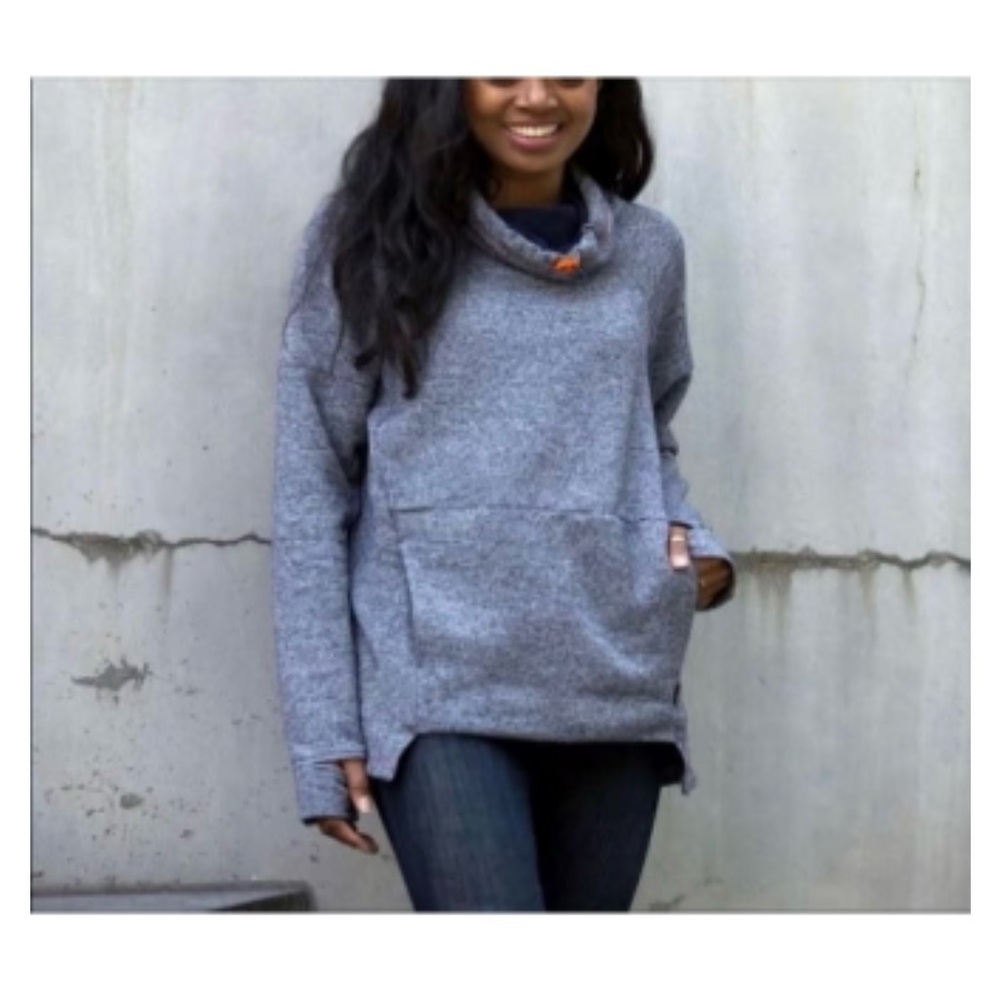 Betabrand Cowl Neck, Fleece Lined Sweater